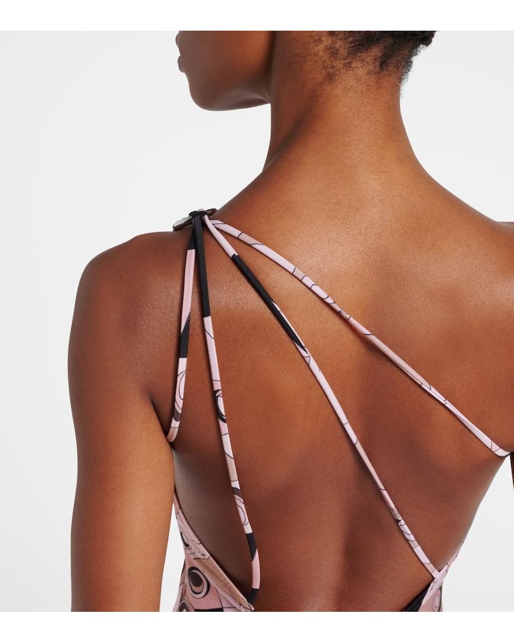 Emilio Pucci Pink Occhi One-Shoulder Swimsuit