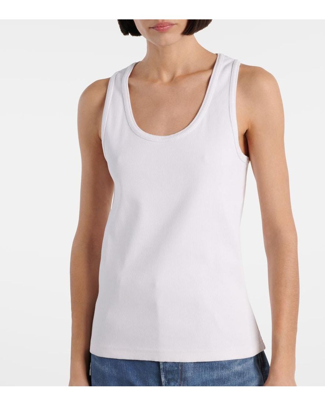 Bottega Veneta White Cotton-blend Tank Top