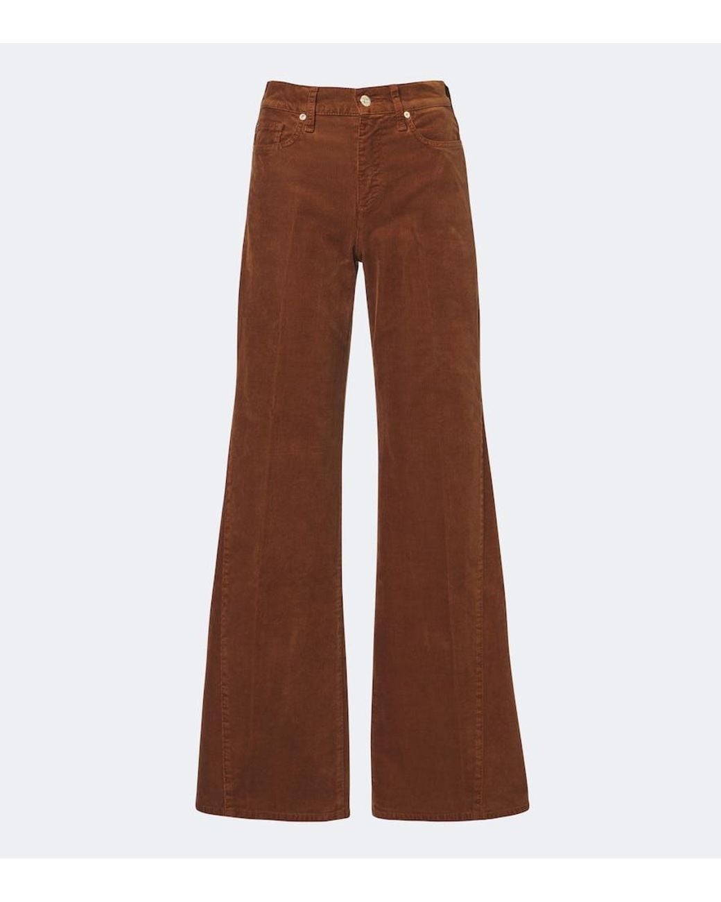 7 For All Mankind Brown Lotta Cotton-Blend Corduroy Wide-Leg Pants