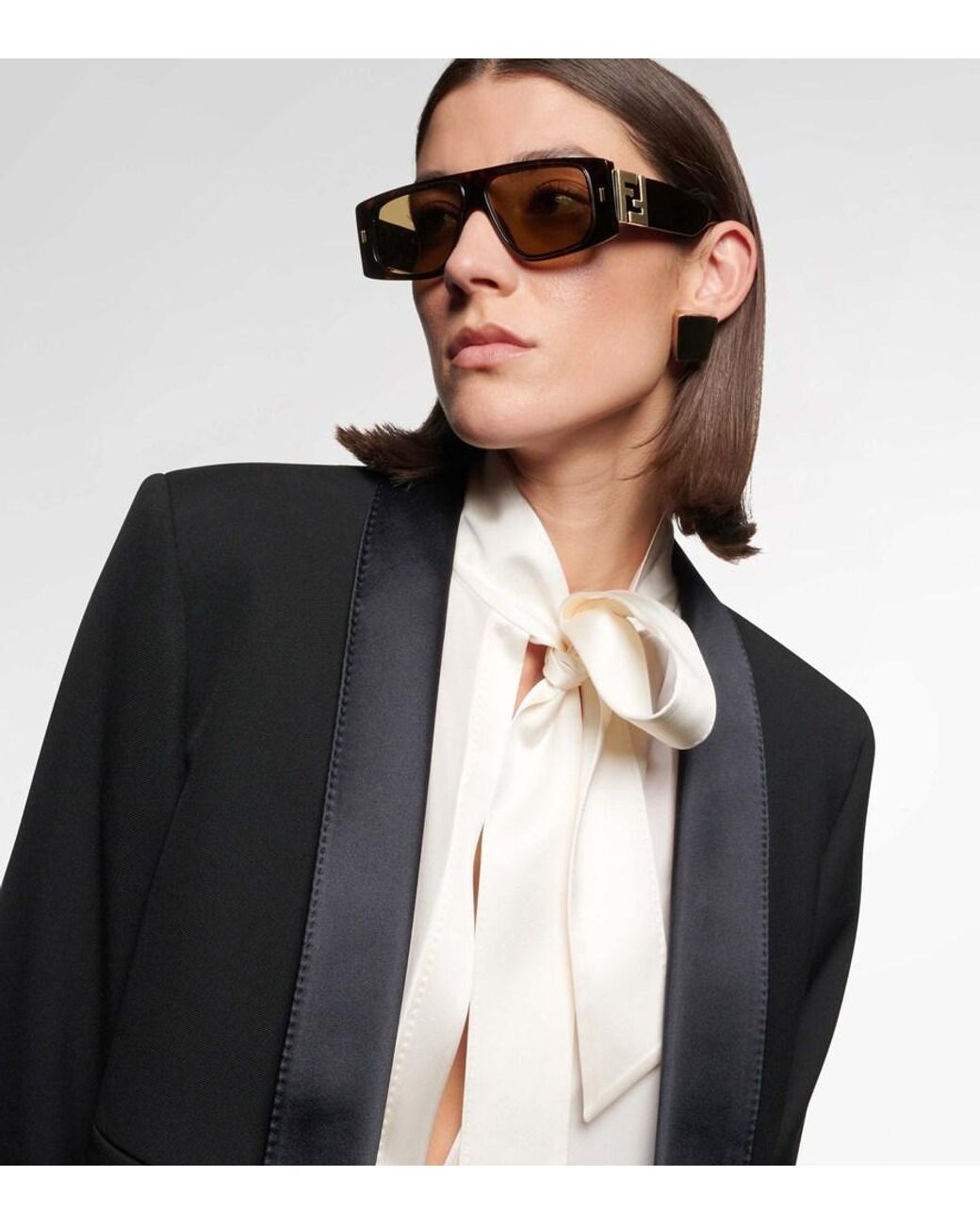 Fendi Brown Ff Squared Rectangular Sunglasses