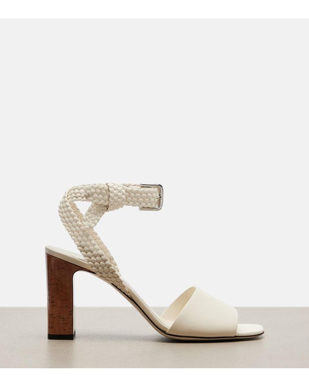 Jimmy Choo White Rori Braided Leather Sandals