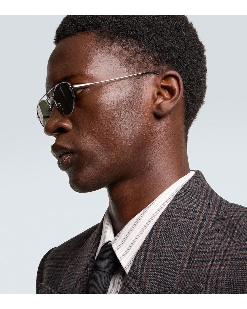 Saint Laurent Gray Sl 97 Aviator Sunglasses for men