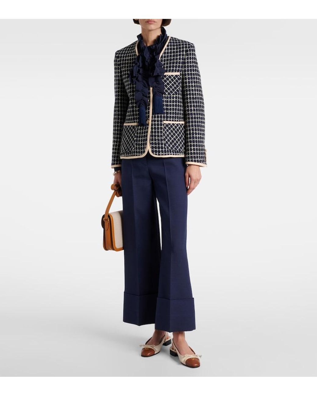 Valentino Blue Wool And Cotton-Blend Boucle Jacket