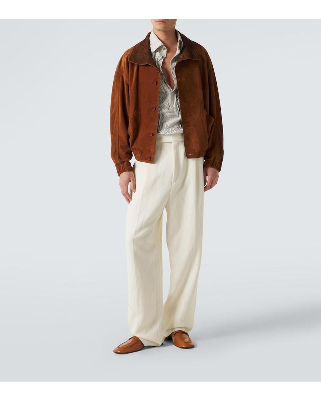 Zegna Natural Striped Silk Shirt for men