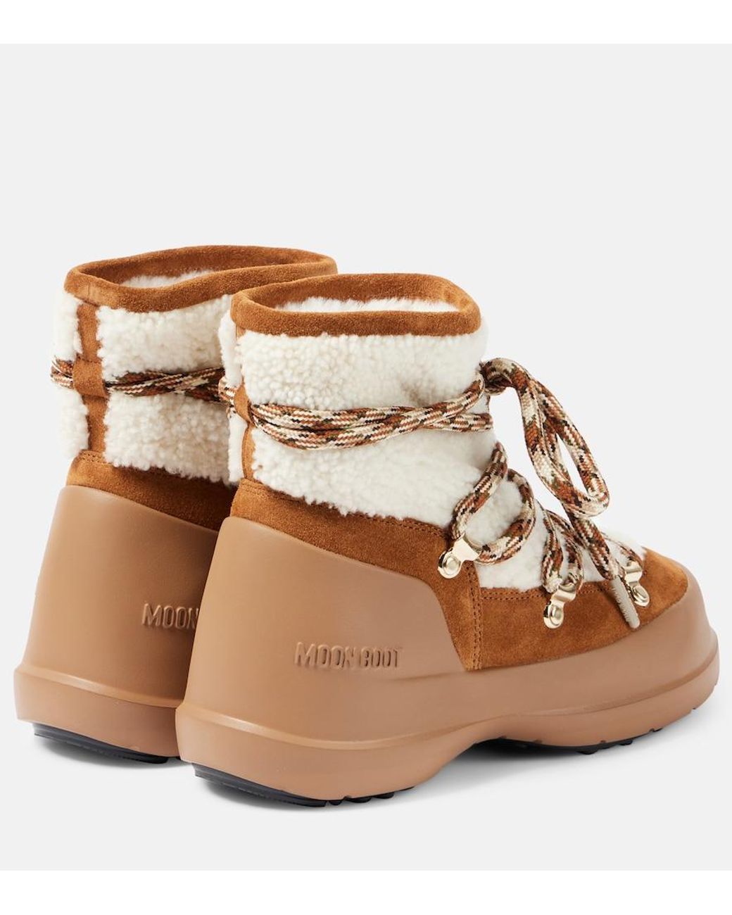 Moon Boot Brown Luna Low Shearling And Suede Snow Boots