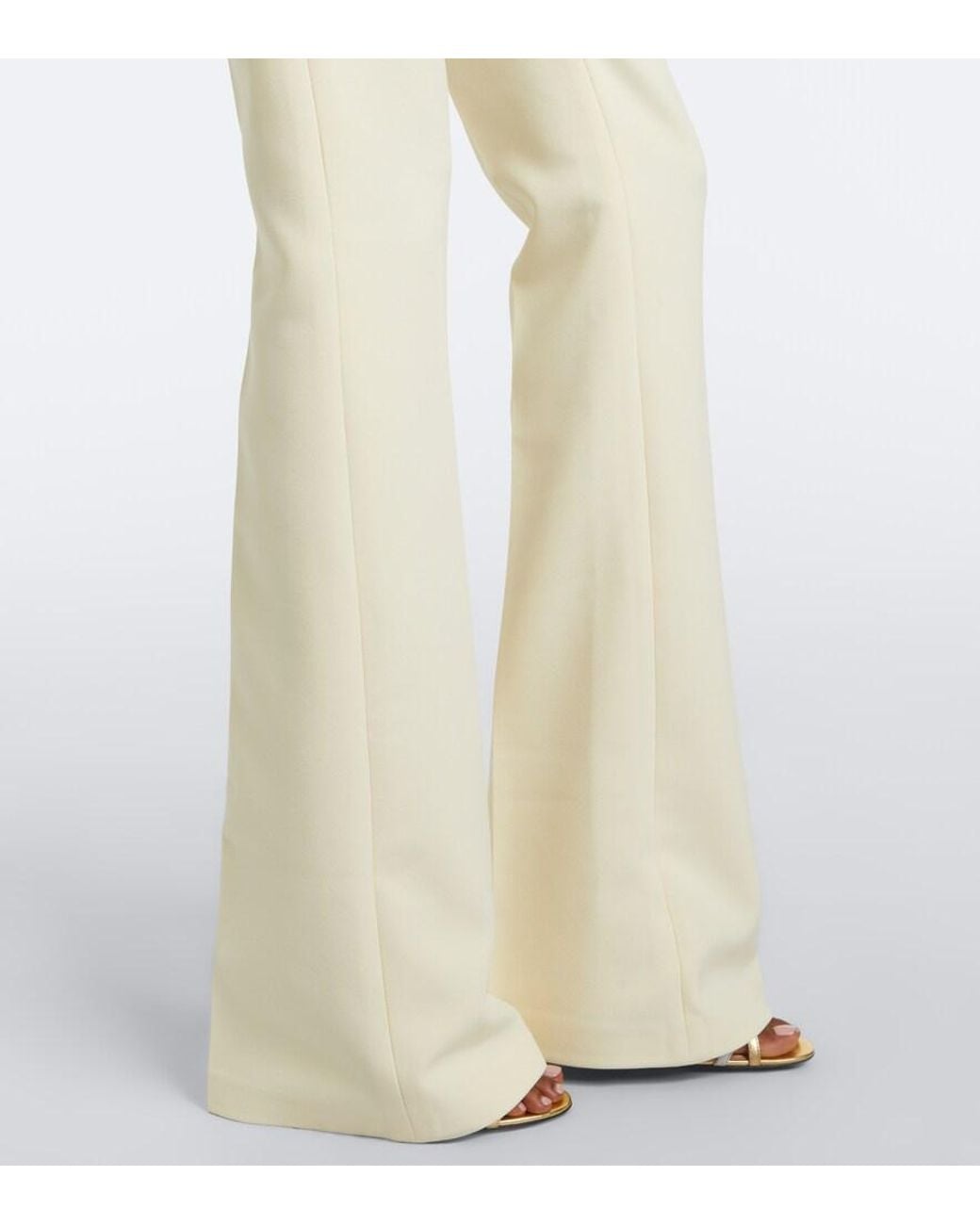 Safiyaa White Alexa Crepe Flared Pants