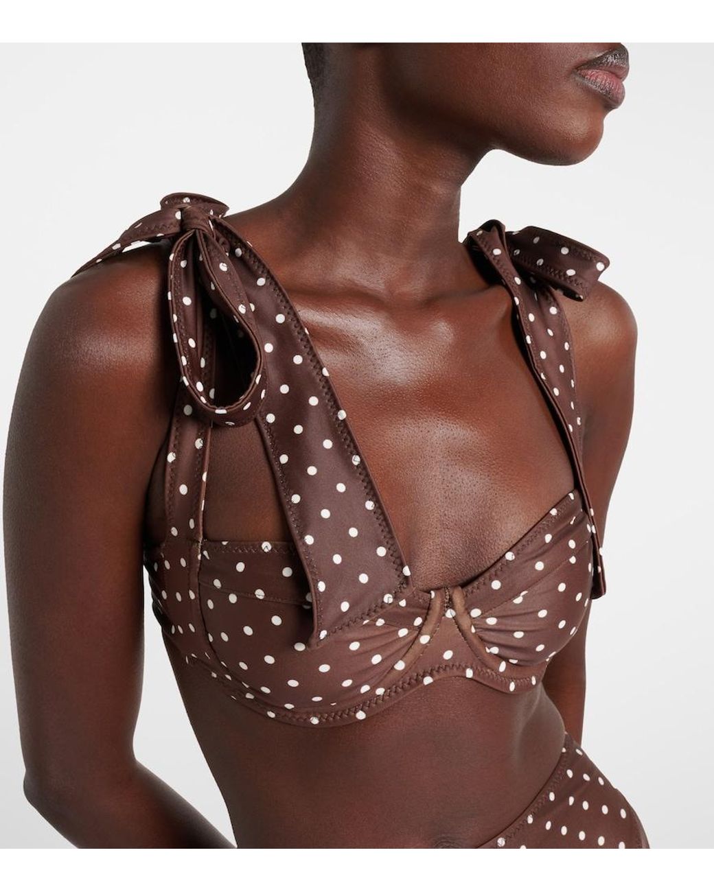 SAME Brown Lady Polka-Dot Bikini Top