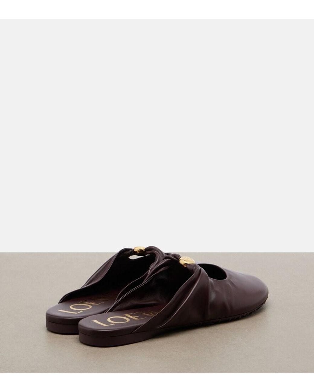 Loewe Brown Pebble Soft Leather Mules