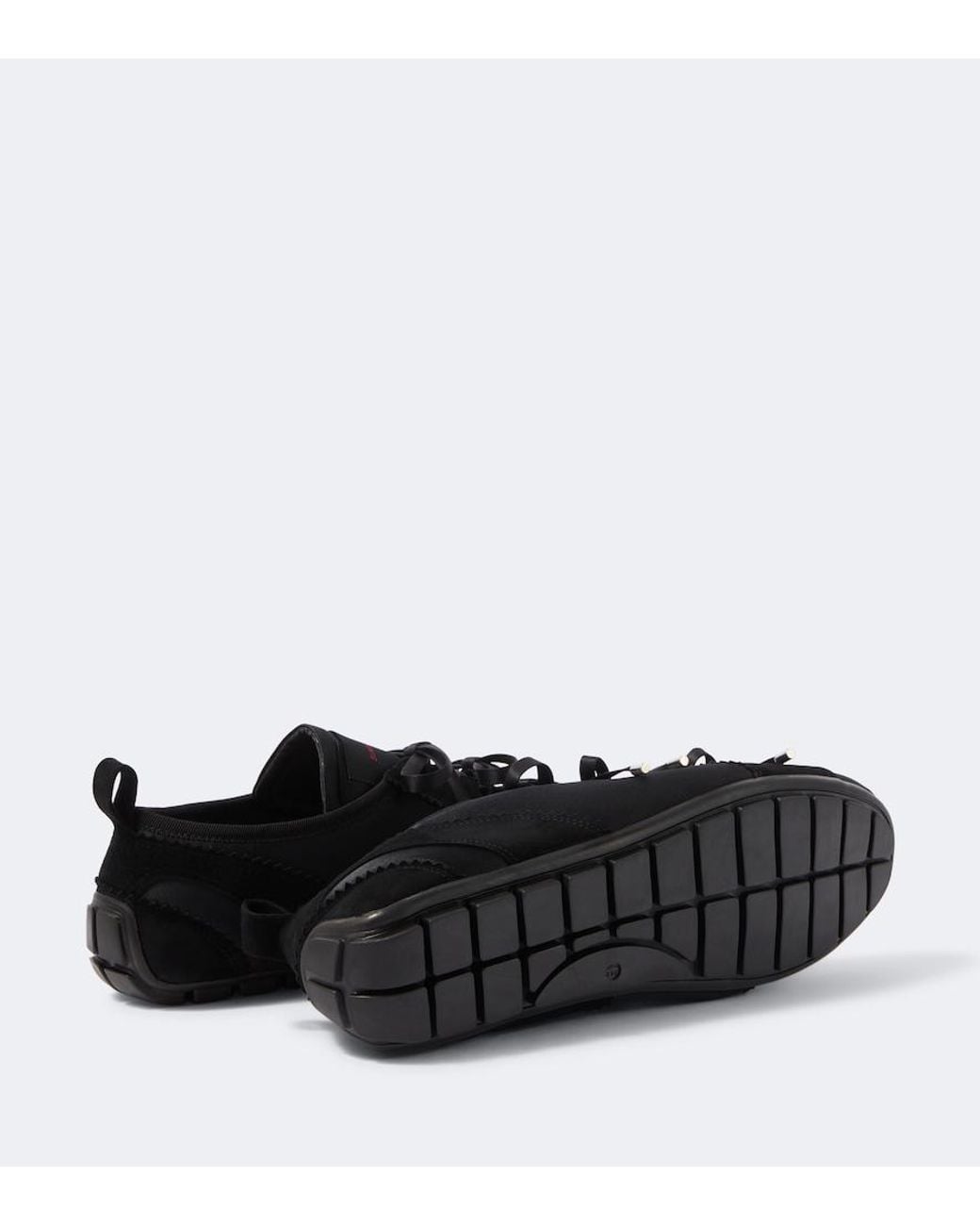 Simone Rocha Black Ballerina Grip Suede-Trimmed Satin Sneakers for men