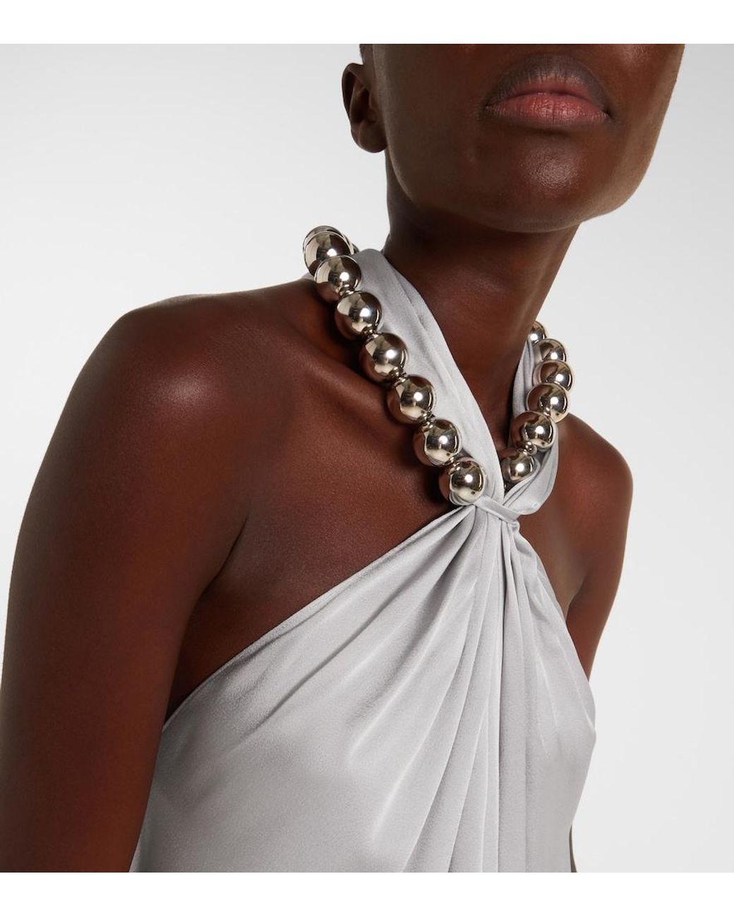 Stella McCartney White Embellished Satin Gown