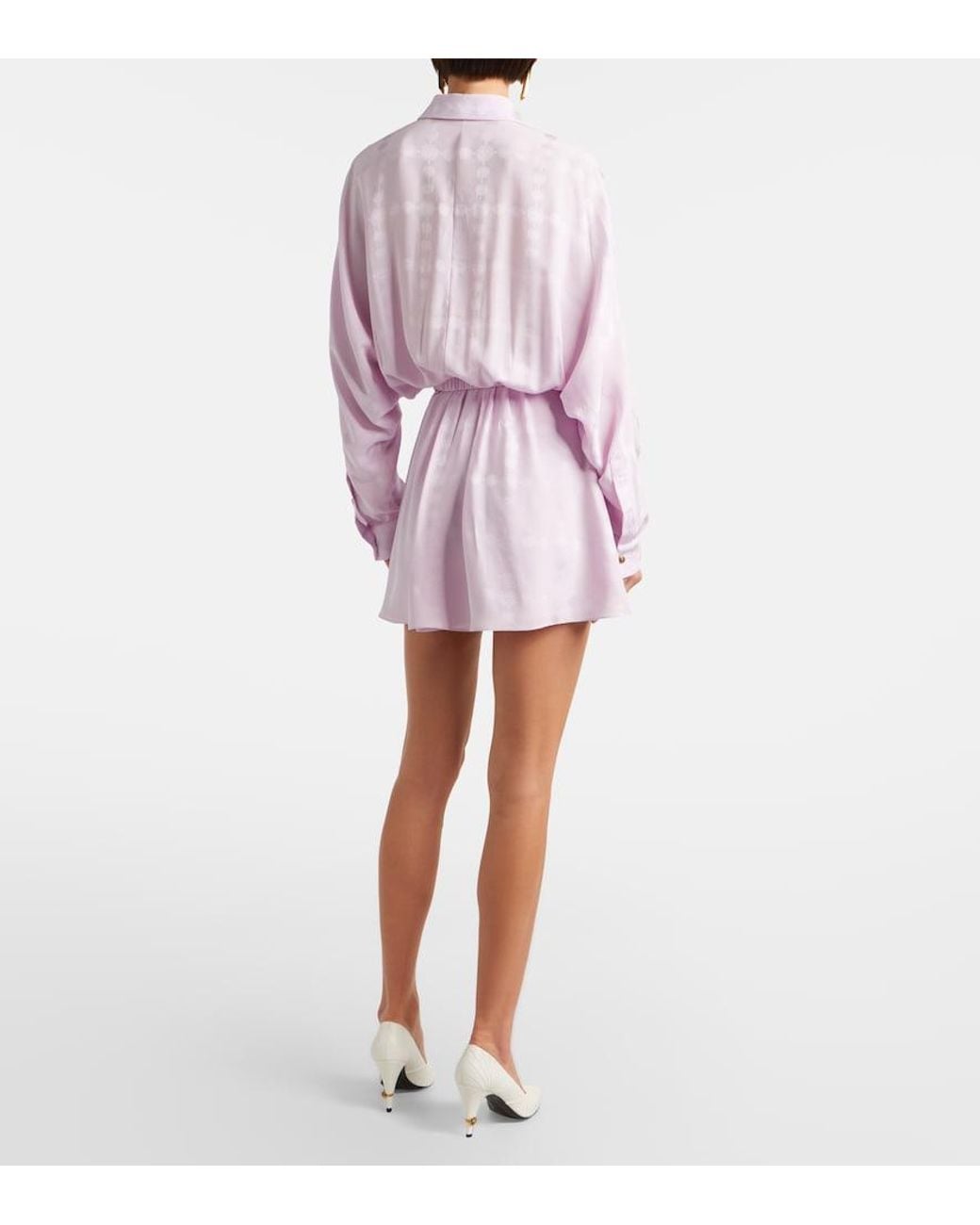 Versace Pink Medusa Silk Crepe Satin Shirt Dress