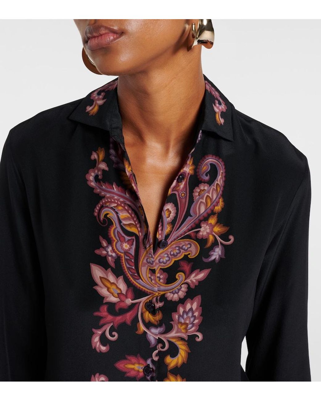 Etro Black Paisley Silk Shirt
