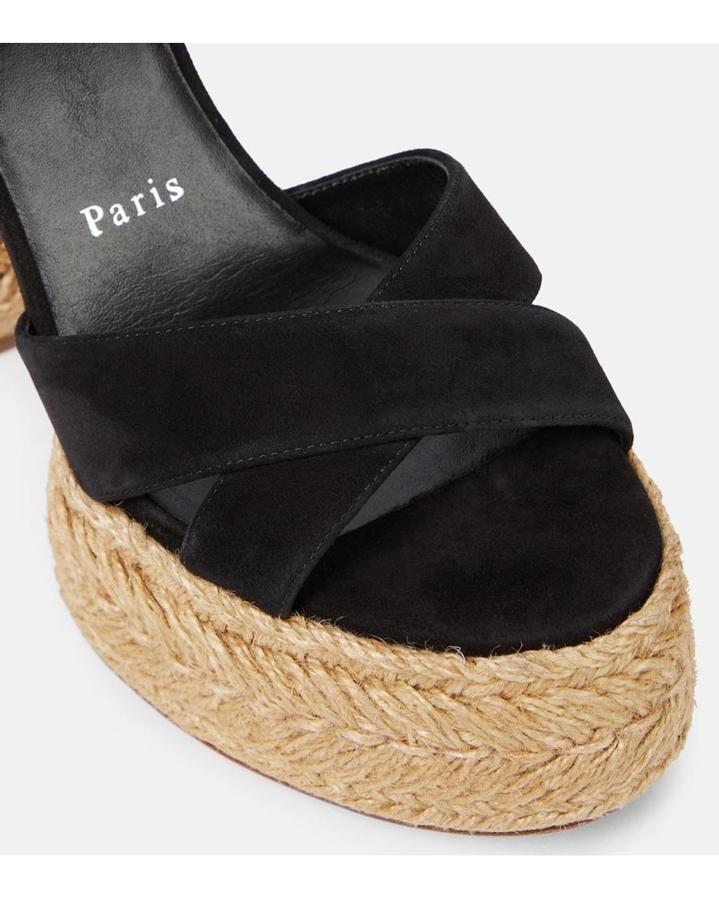 Christian Louboutin Black Super Calakala 130 Suede Espadrille Sandals