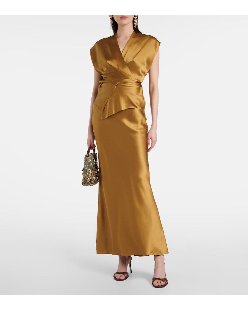The Sei Metallic Silk Charmeuse Maxi Skirt