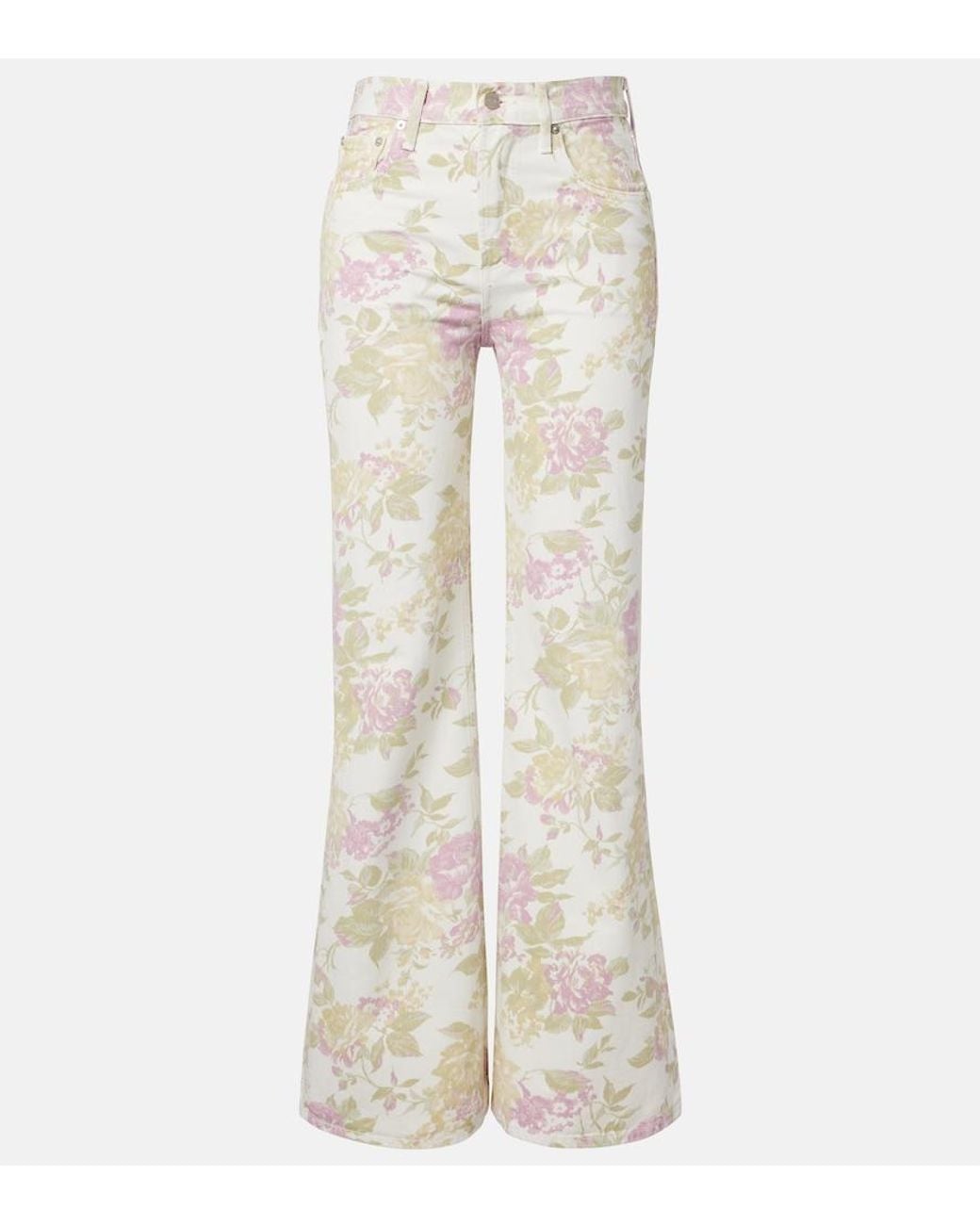 Citizens of Humanity White Kimberly '70S Floral Flared Jeans