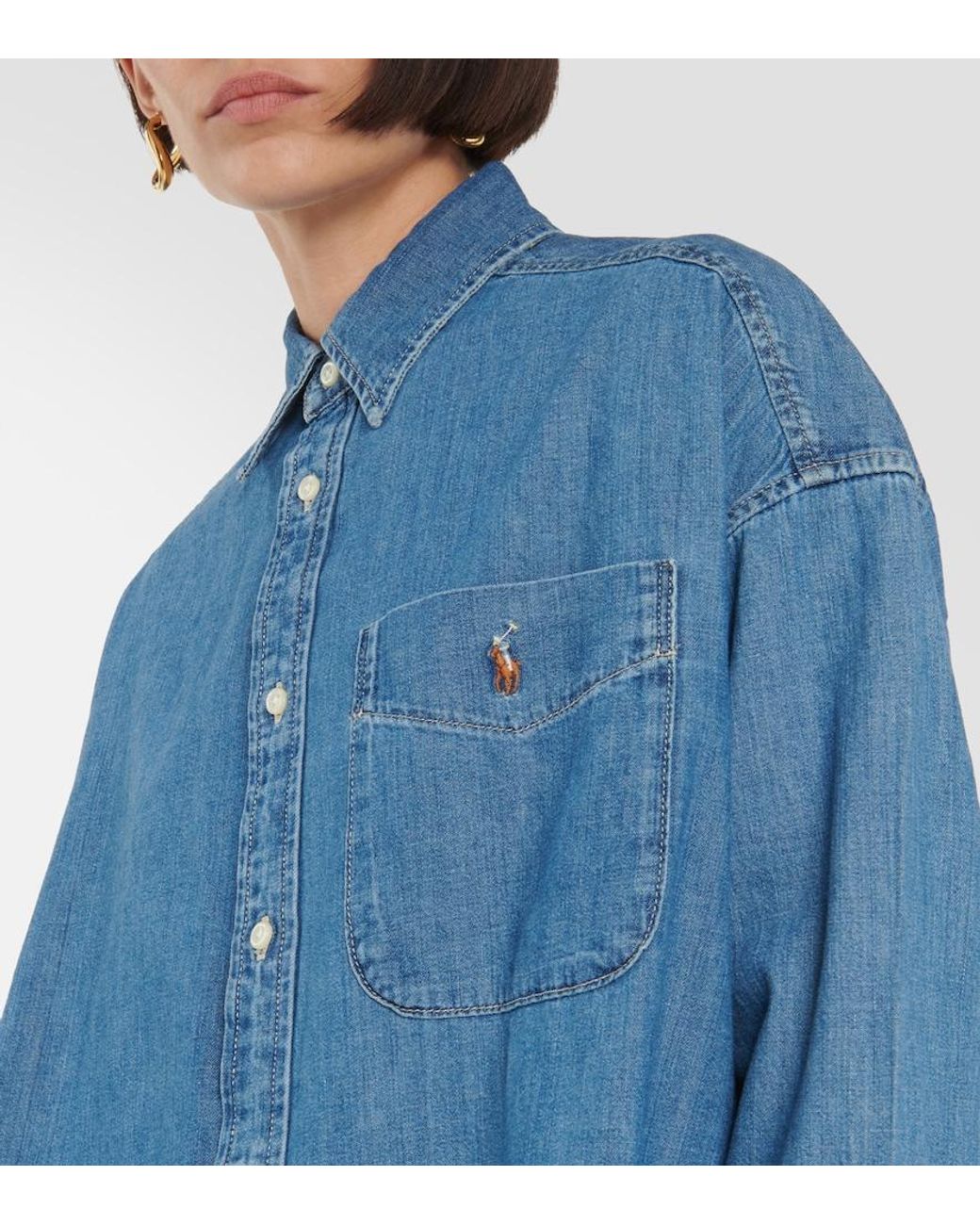 Polo Ralph Lauren Blue Denim Oversized Shirt For