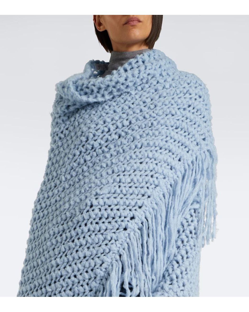 Gabriela Hearst Blue Lauren Fringed Cashmere Shawl