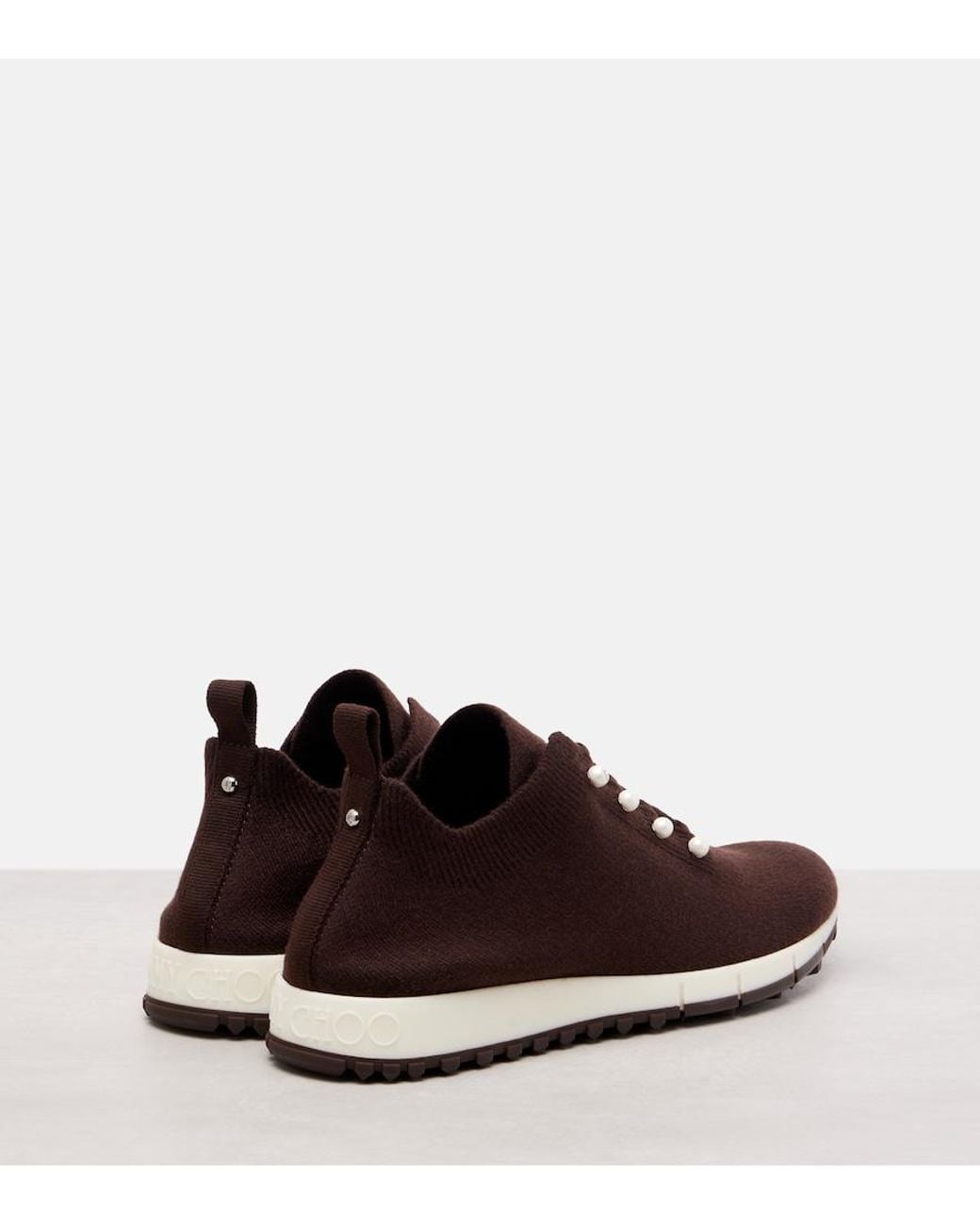 Jimmy Choo Brown Veles Embellished Cashmere Sneakers