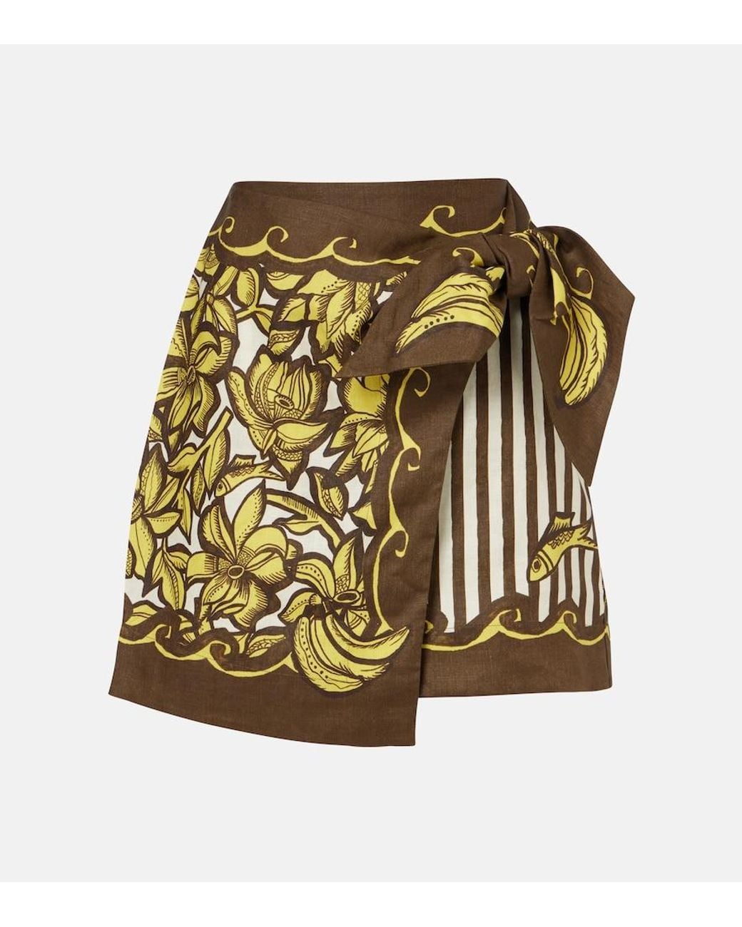 ALÉMAIS Green Mona Printed Hemp Wrap Skirt