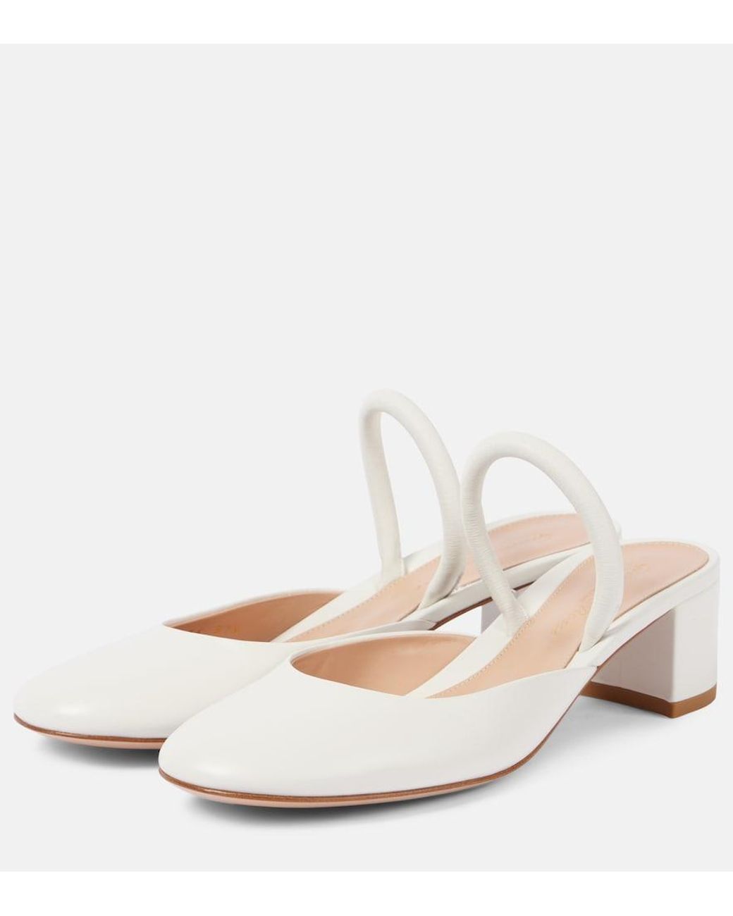 Gianvito Rossi White Tivoli 45 Leather Mules