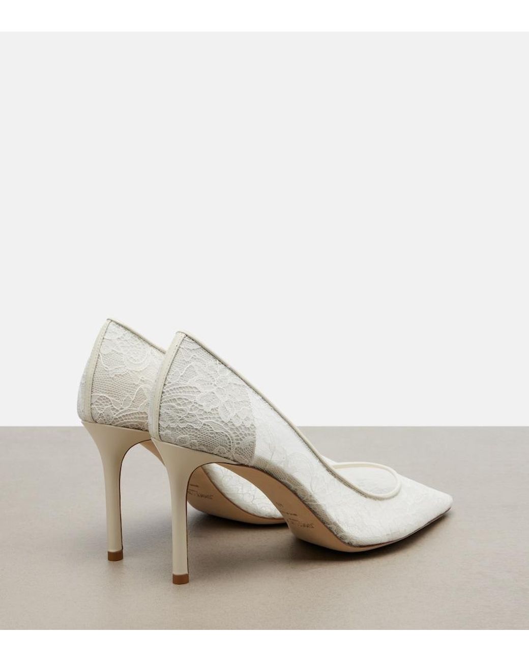 Jimmy Choo White Romy Lace Pumps