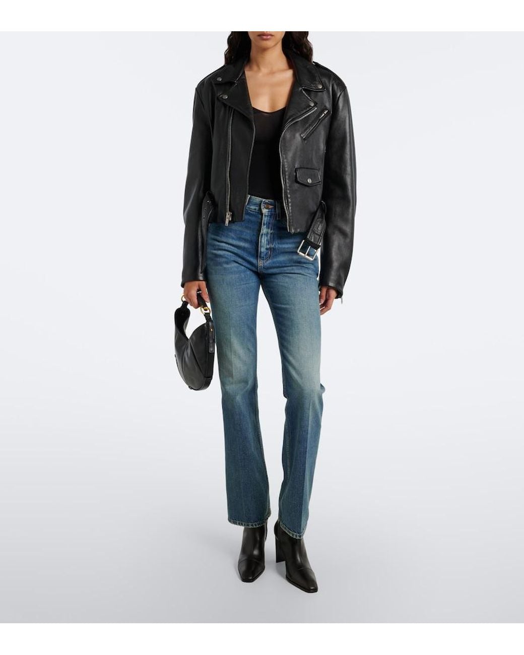 Saint Laurent Black Venetia Leather Ankle Boots