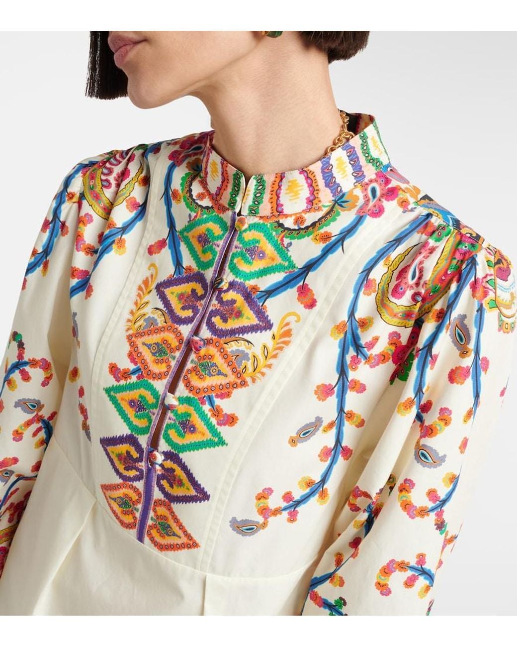 Etro White Printed Cotton Minidress