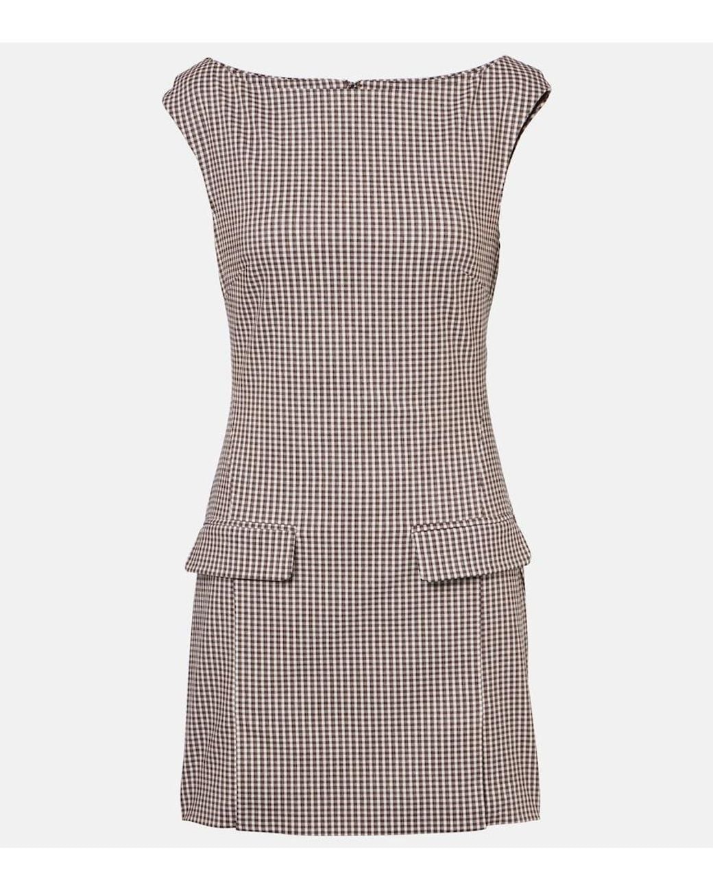 Staud Brown Walker Checked Minidress