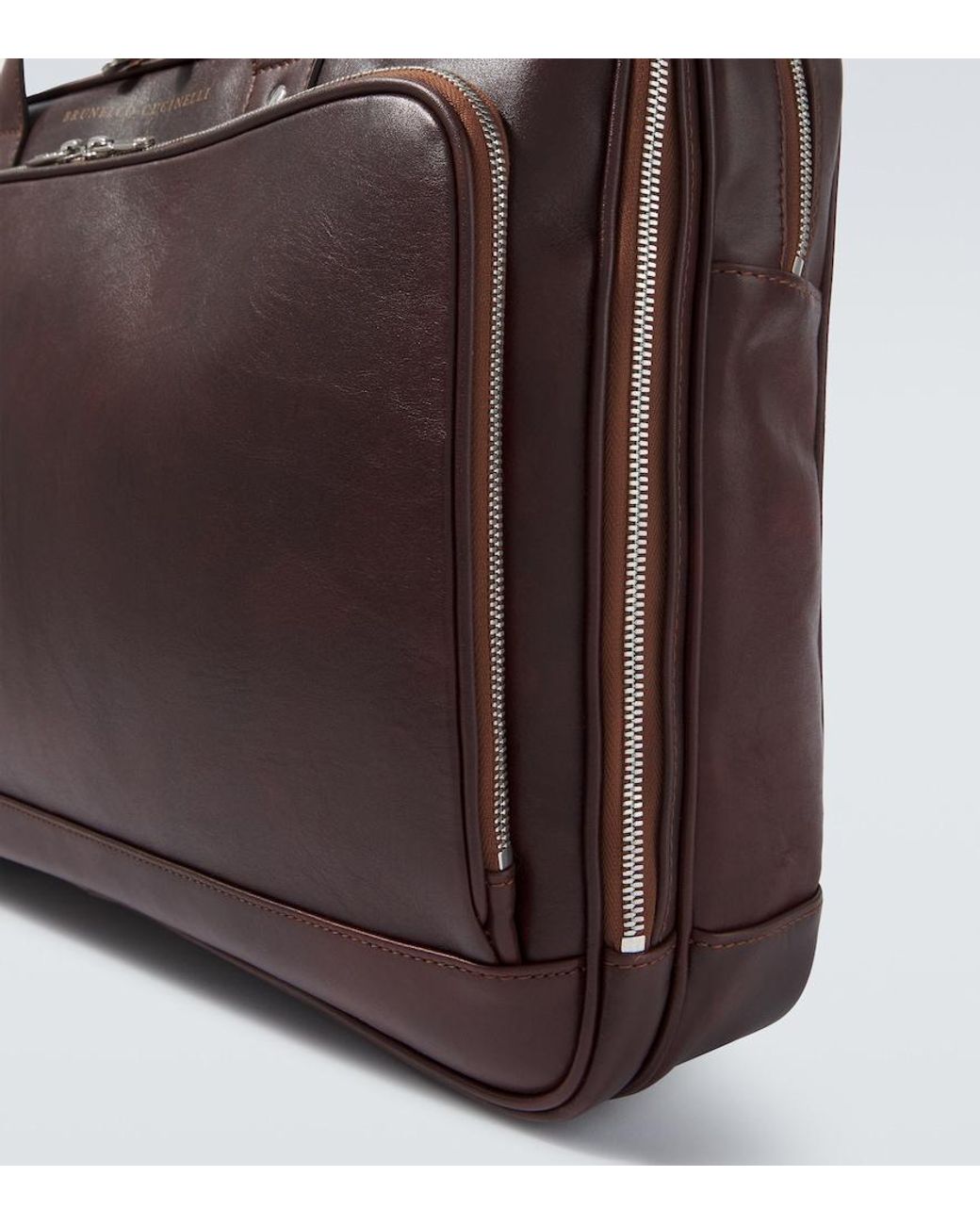Brunello Cucinelli Brown Leather Briefcase for men