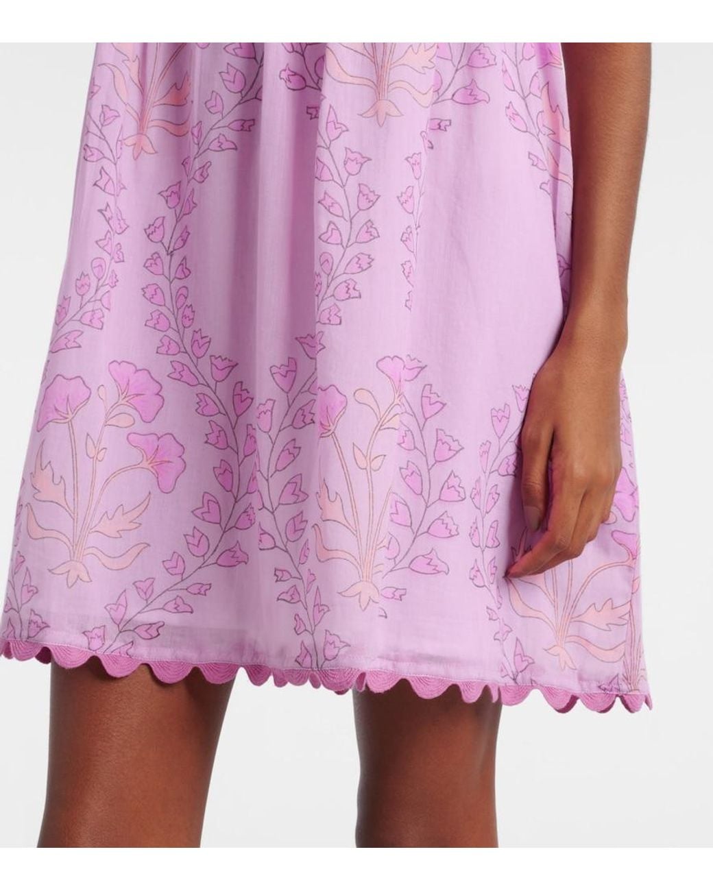 Juliet Dunn Purple Ruffled Cotton Minidress