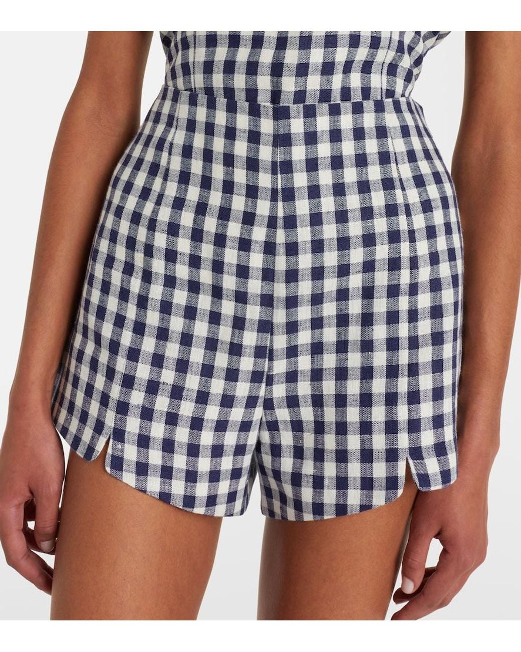 Posse White Sadie Gingham Linen Shorts