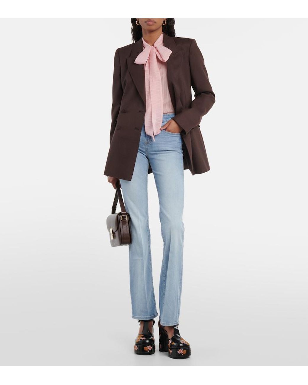 AG Jeans Blue Embroidered Flared Jeans