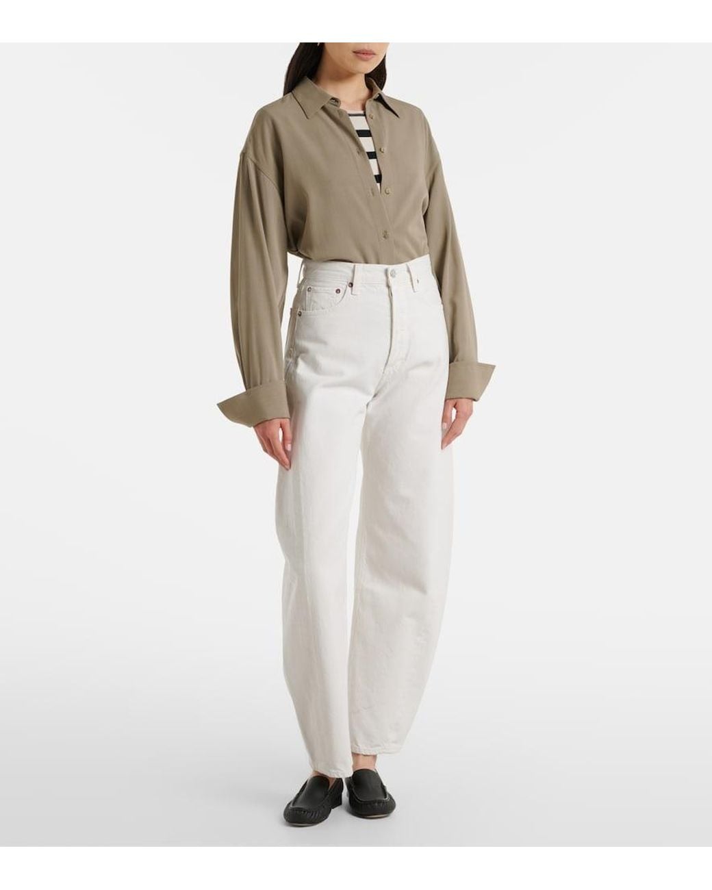Agolde White Luna Barrel-Leg Jeans