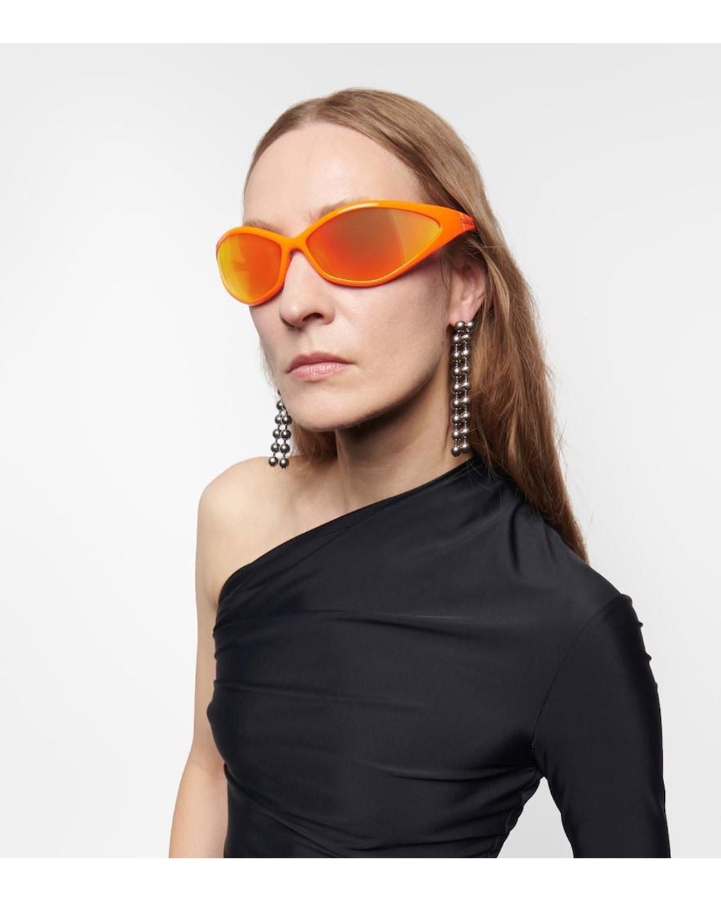 Balenciaga Orange 90S Oval Sunglasses