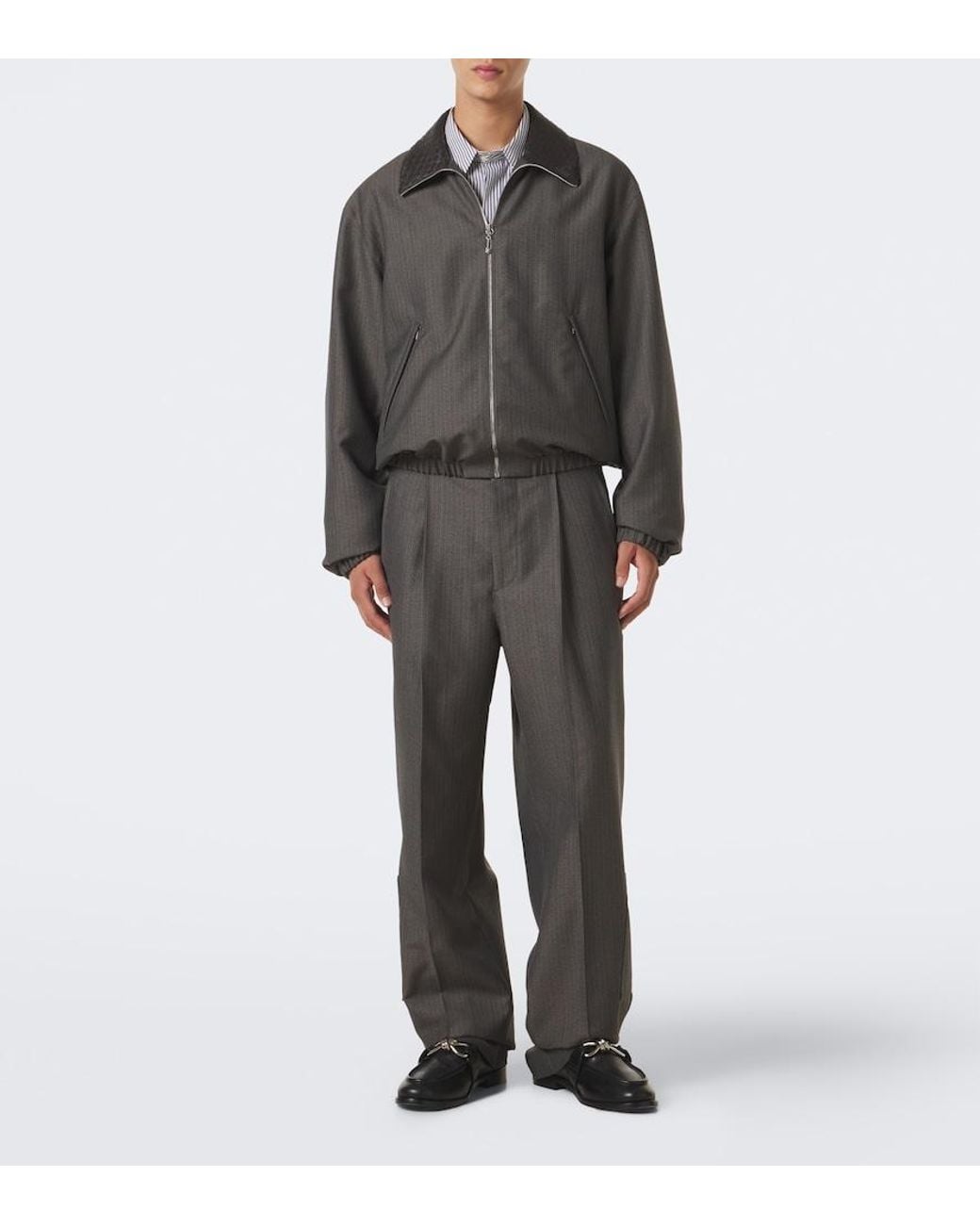 Bottega Veneta Black Intrecciato Wool And Mohair Blouson Jacket for men