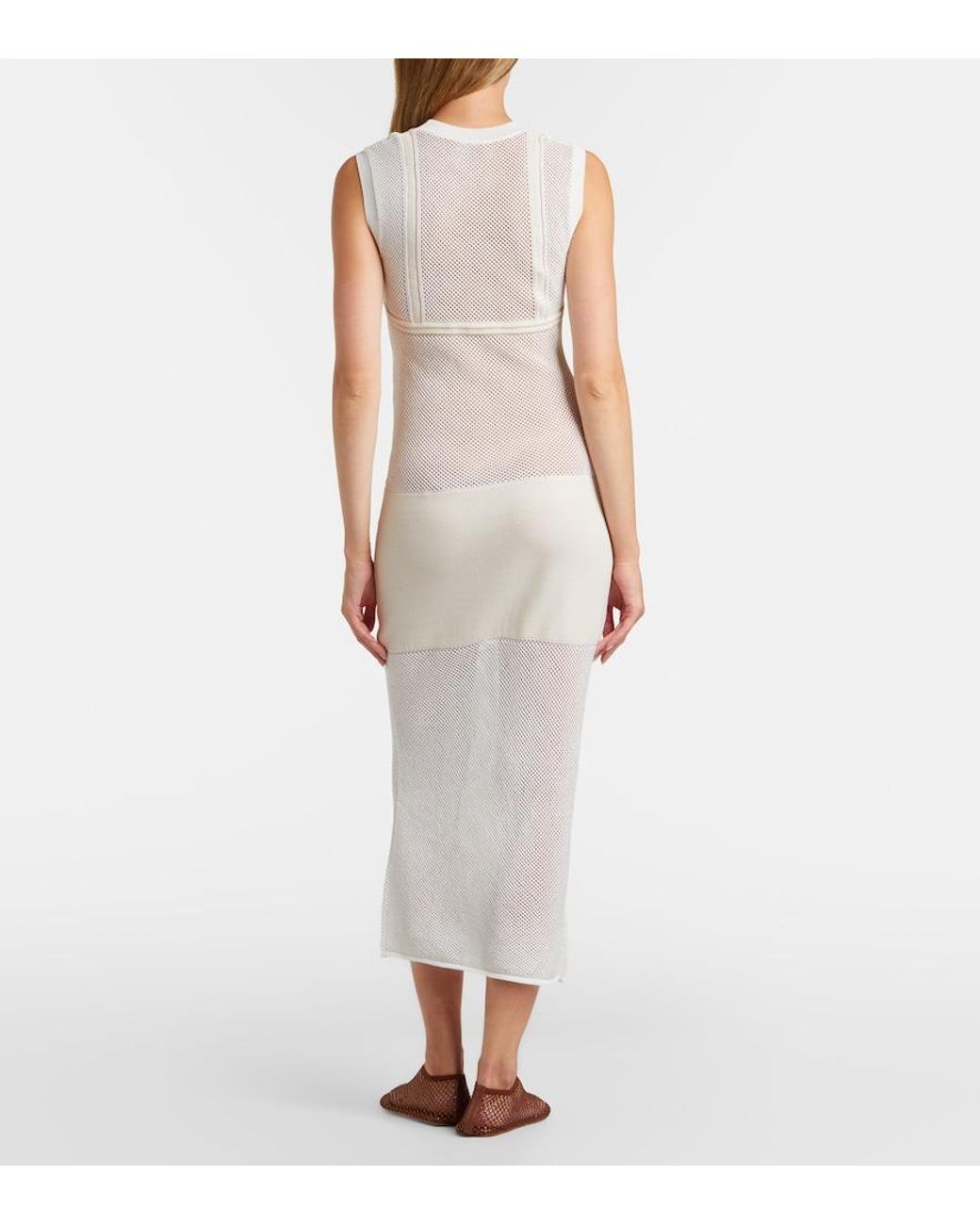 Stella McCartney White Crochet Cotton Midi Dress