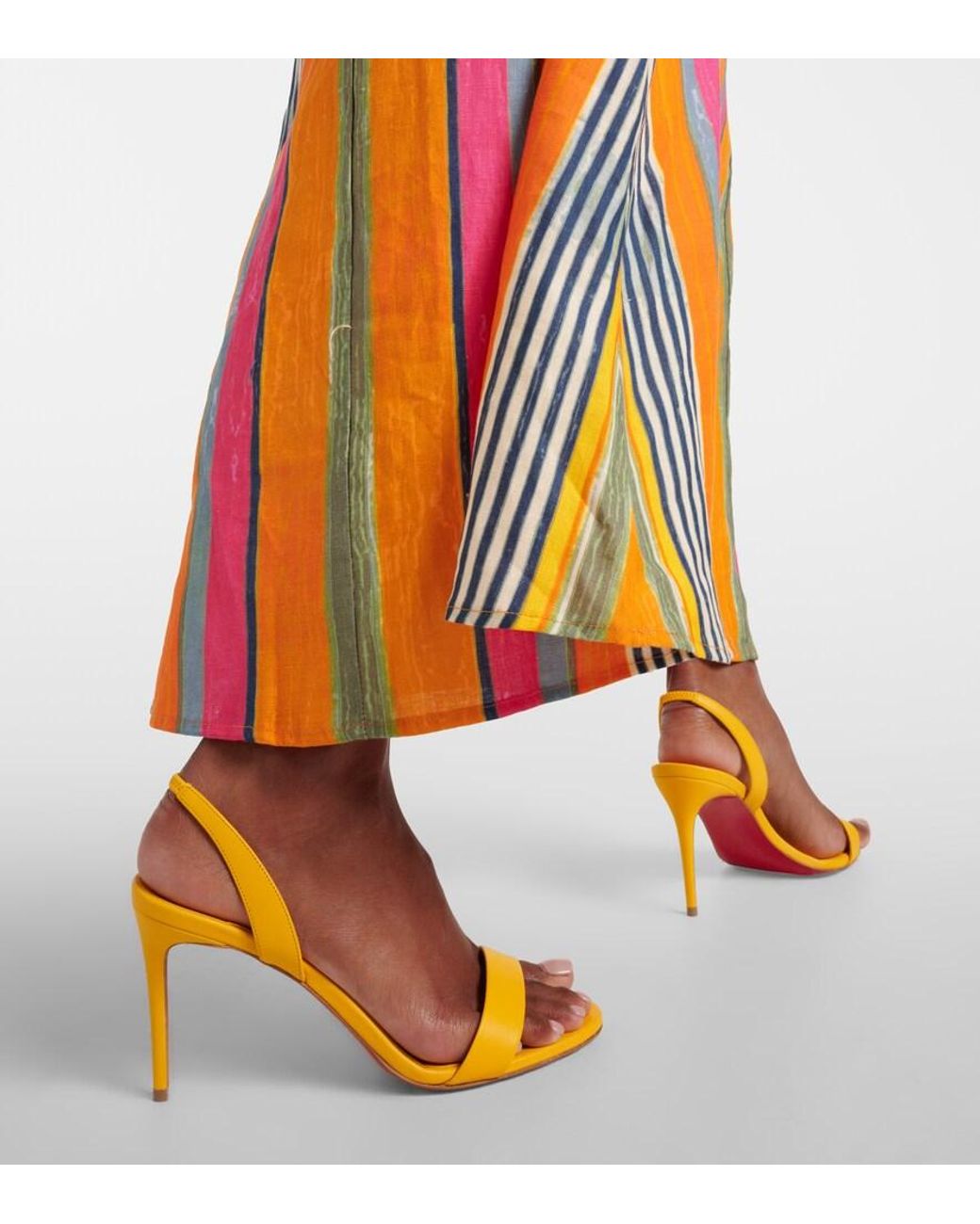 Christian Louboutin Yellow O Marylin 100 Leather Slingback Sandals