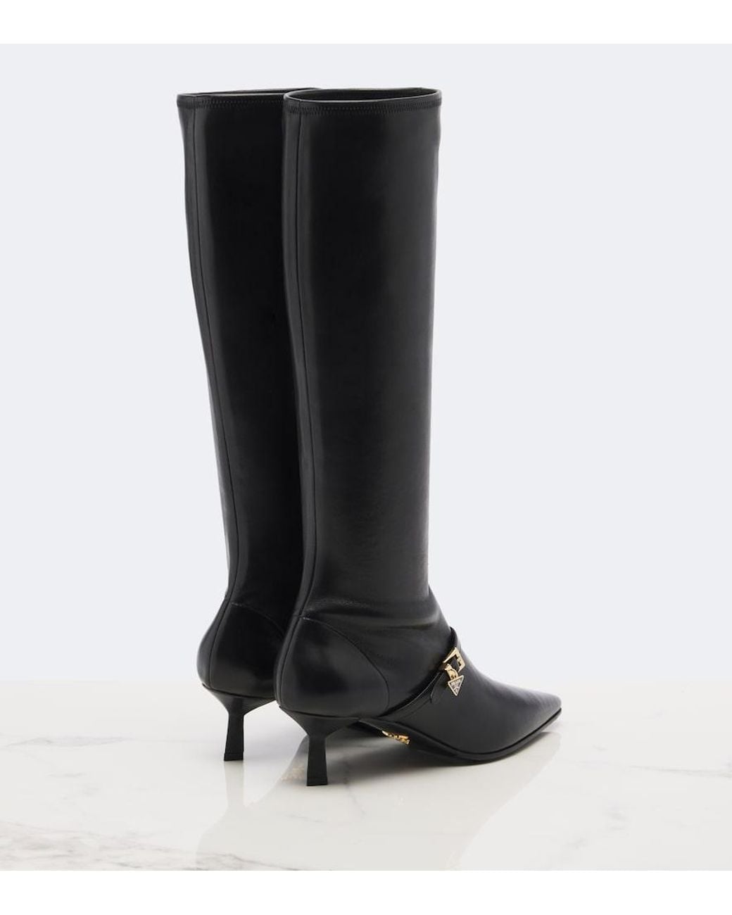 Prada Black Leather Knee-High Boots