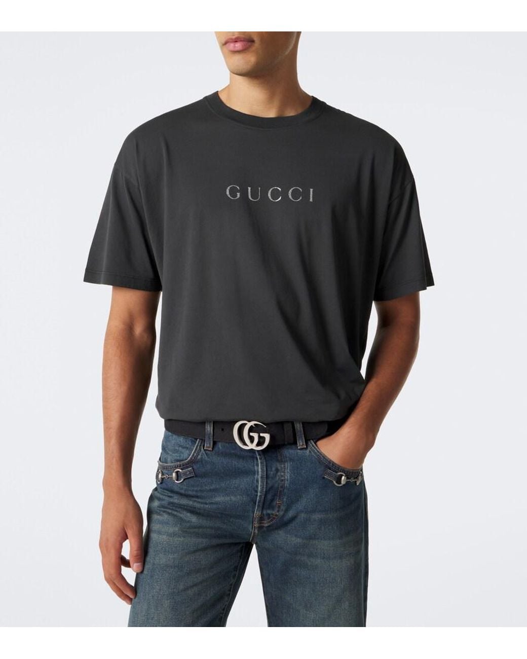 Gucci Black Logo Cotton Jersey T-Shirt for men