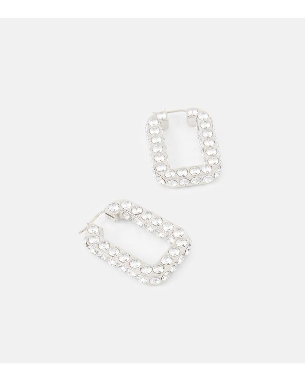 AMINA MUADDI White Charlotte Embellished Hoop Earrings