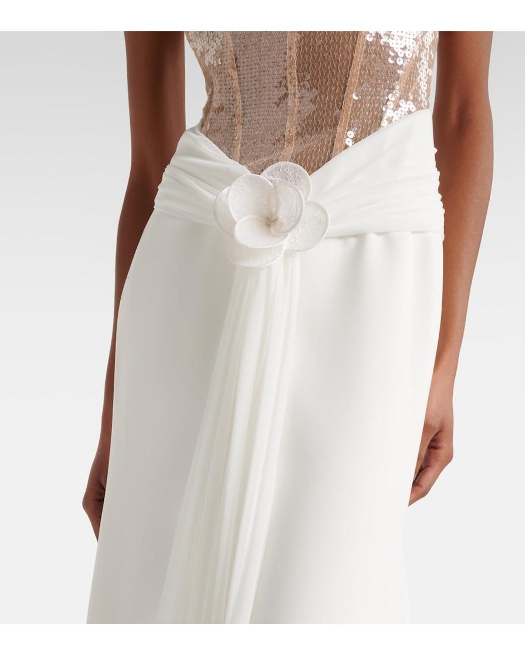 David Koma Floral Applique Sequined Bustier Gown In White Lyst David Koma Floral Applique Sequined Bustier Gown In White Lyst