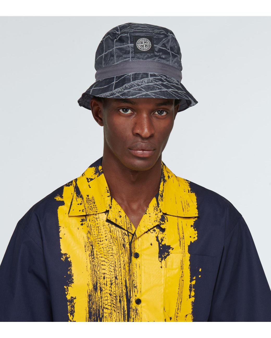 Stone Island Synthetic Reflective Grid On Lamy-tc Bucket Hat in Grey (Blue)  for Men | Lyst