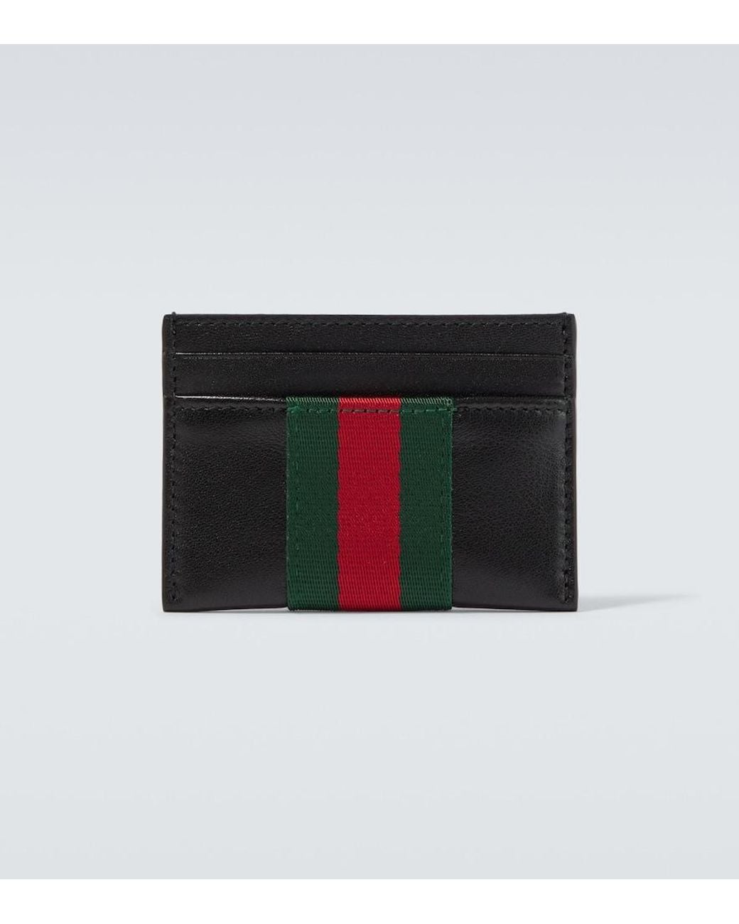 Tarjetero Trademark De Piel Con Web Gucci de hombre de color Black