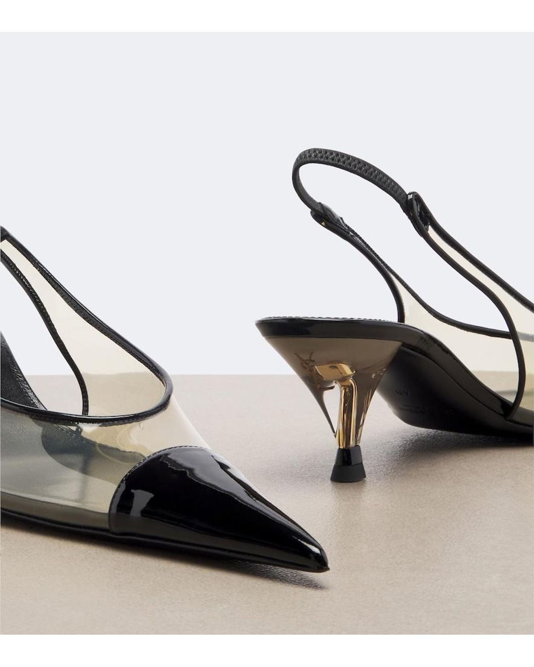 Saint Laurent White Fanny Leather-Trimmed Slingback Pumps