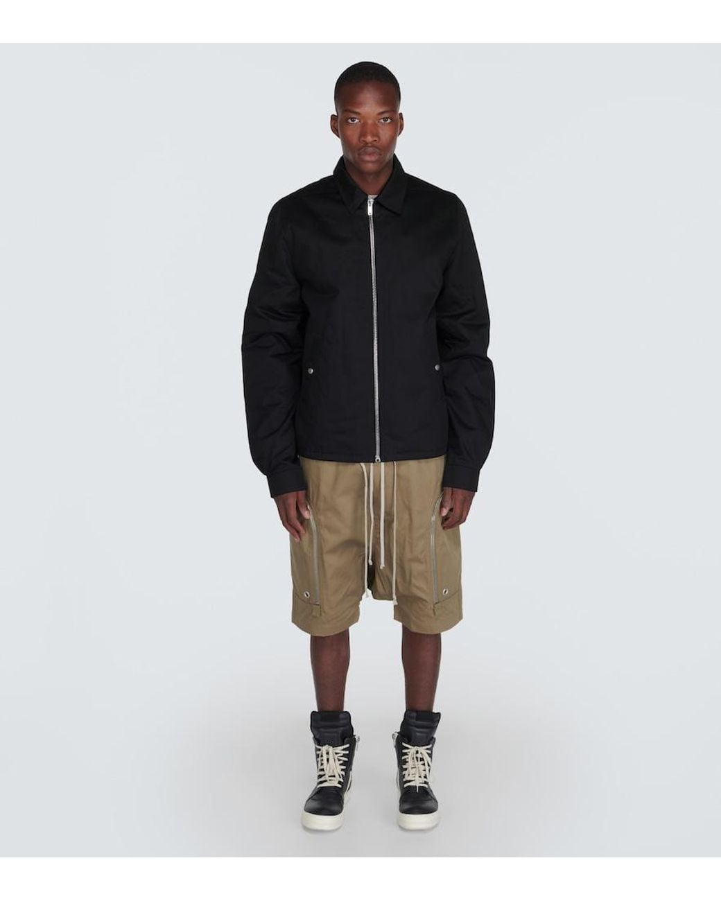 Rick Owens Black Cotton Twill Jacket for men