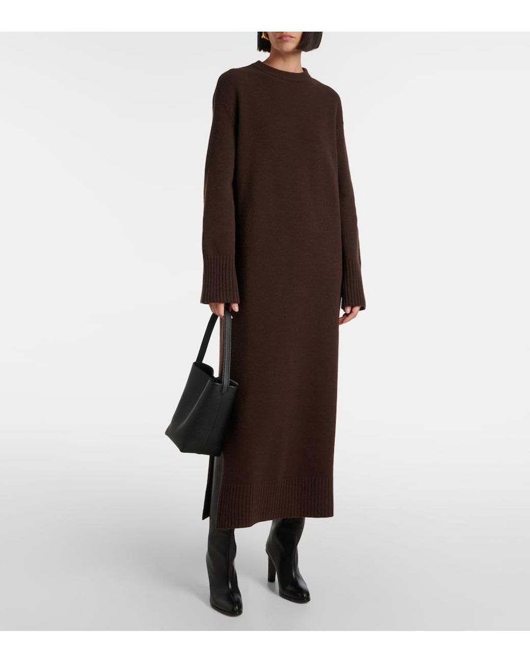 FFORME Brown Ainsley Wool And Cashmere Shift Dress