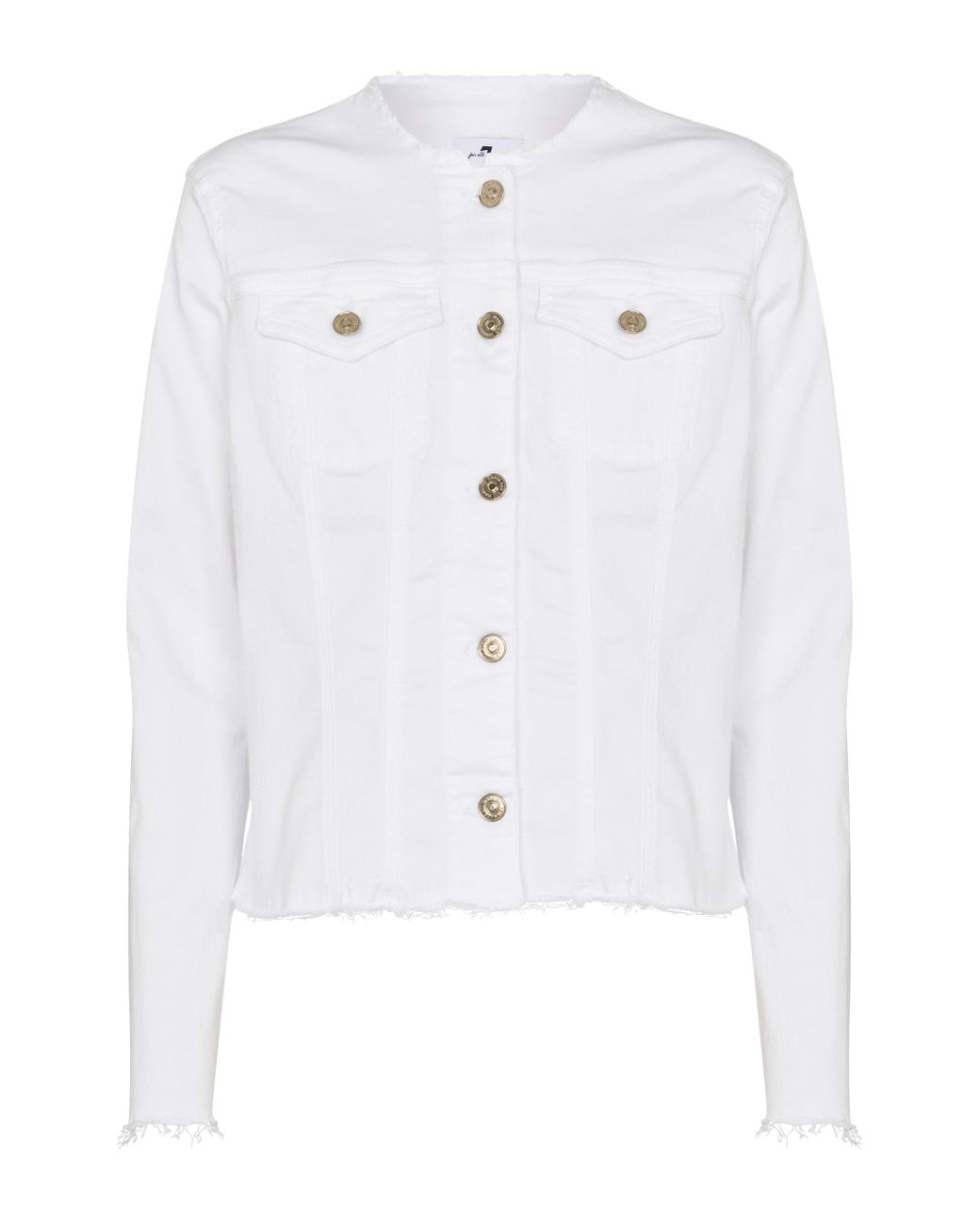 7 For All Mankind Collarless Stretch-denim Jacket in White - Lyst