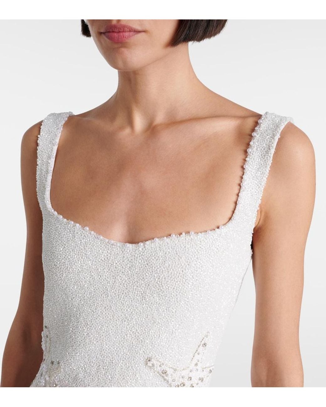 Clio Peppiatt Natural Seashell Embellished Minidress
