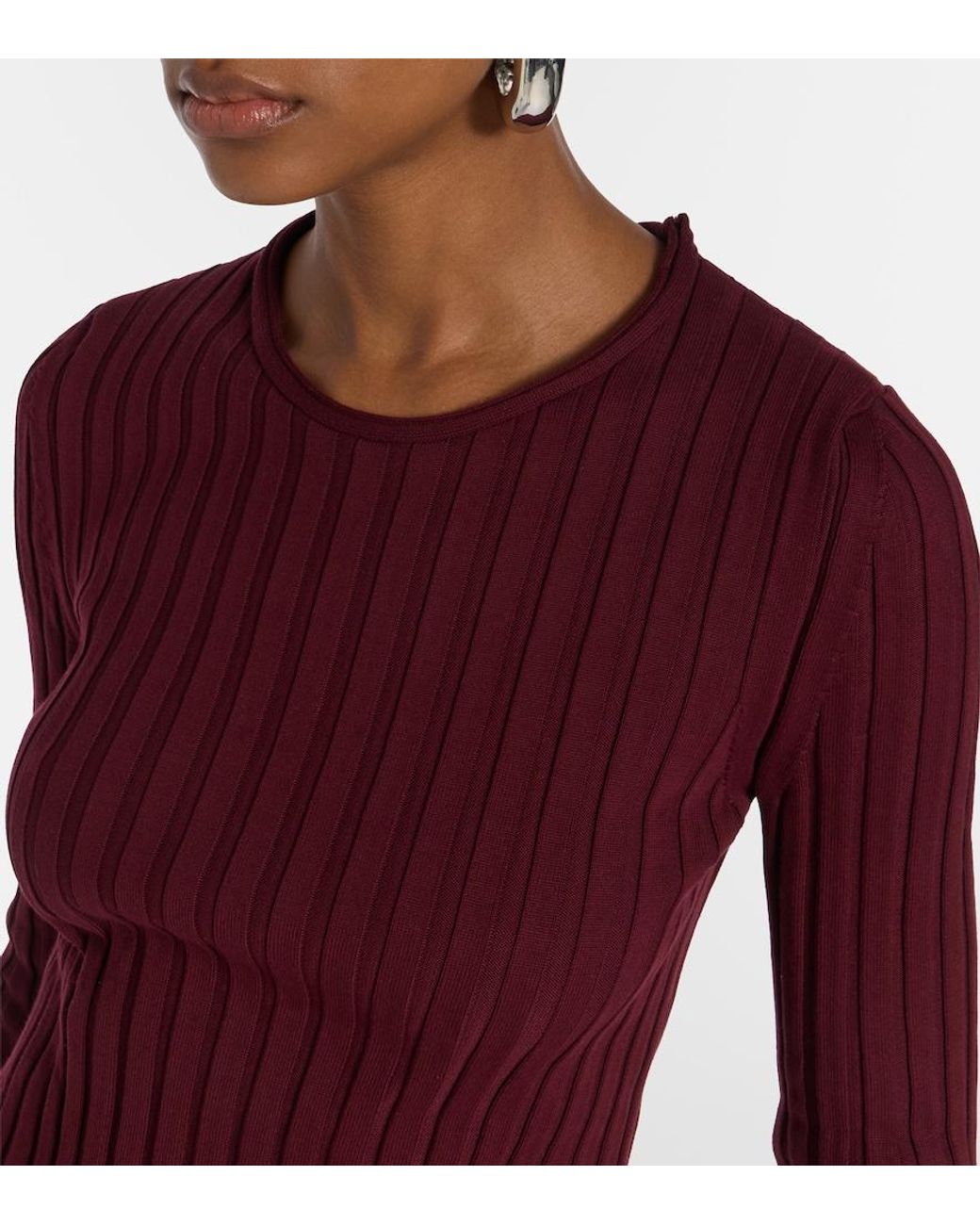 Stella McCartney Purple Ribbed-Knit Cotton Top