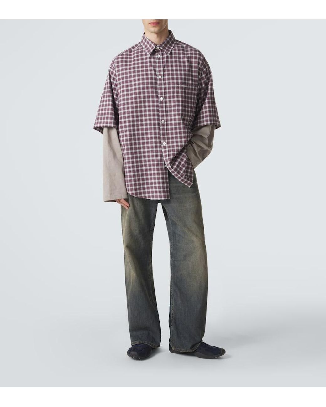 Balenciaga Layered Checked Cotton Shirt for men